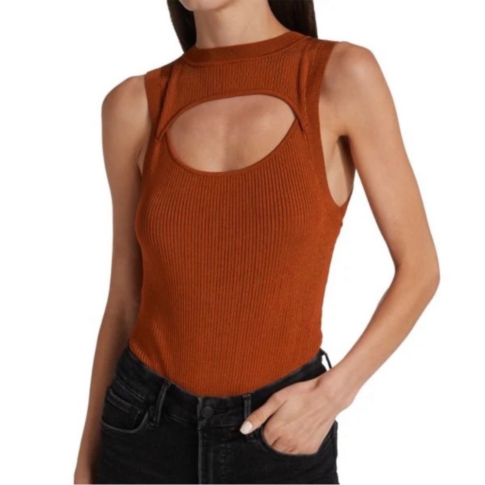 NWT Good American Ribbed Knit Peek-A-Boo Bodysuit Size 5 (XXL)